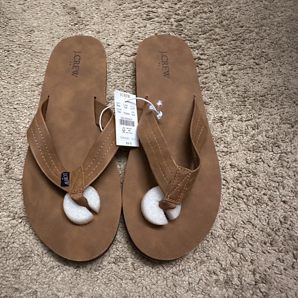 J. Crew NWT Men’s Tan Flip Flops Size 10
